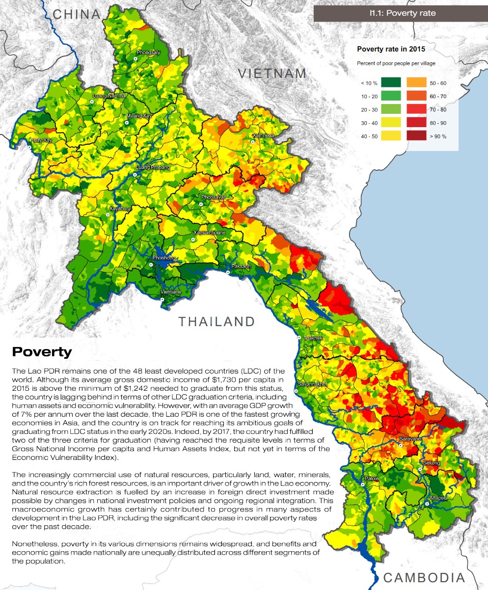 Map of Laos PDR poverty